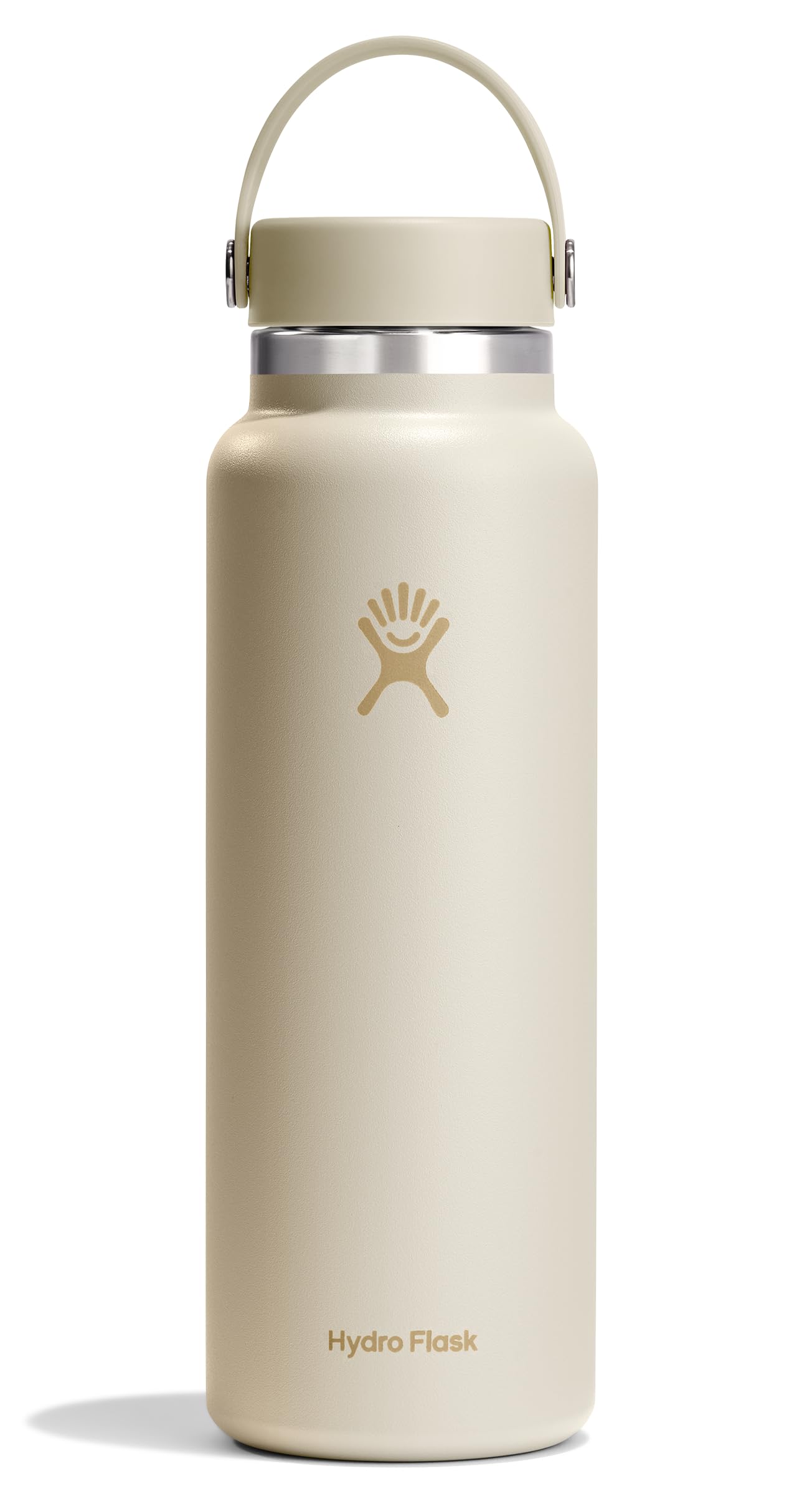 Hydro Flask Water Bottle - Insulated Stainless Steel - Wide Mouth Flex Lid, Non Spill, Leakproof and Refillable in 40 Oz Coconut Cream