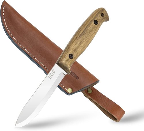 BPS Knives Left Hand BS2FT CSH - Full Tang Bushcraft Knife With Leather Sheath - Survival Tactical Knife - Camping Knives - Outdoor Knives - Fixed-Blade Carbon Steel Utility Knife