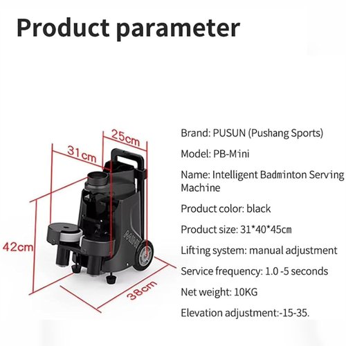 PB-MINI Portable Badminton Launcher. Badminton Practice Machine. Smart Shuttlecock Feeder. Adjustable Badminton Serving Machine. Perfect for Beginners and Pros alike
