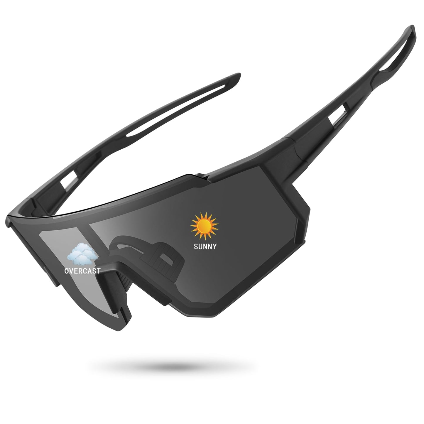 STORYCOAST Polarized Sports Sunglasses for Men Women,Bike Glasses Driving Fishing Cycling Mountain Bike Sunglasses UV400 Protection Black Frame-Photochromic Lens