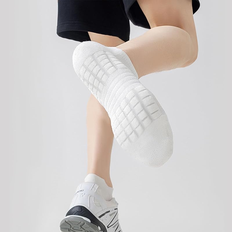 Ferriya 6 Pairs Breathable Mesh Ankle Socks with Arch Support - Black, Medium