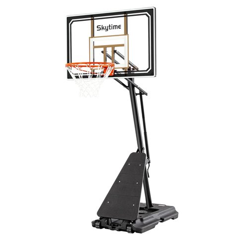 Skytime Basketball Hoop,Portable Basketball Hoop Outdoor with Shatterproof 44in PC Backboard,5.3-10ft Height Stepless Regulation Basketball Goal System with Rebound Plate，Black