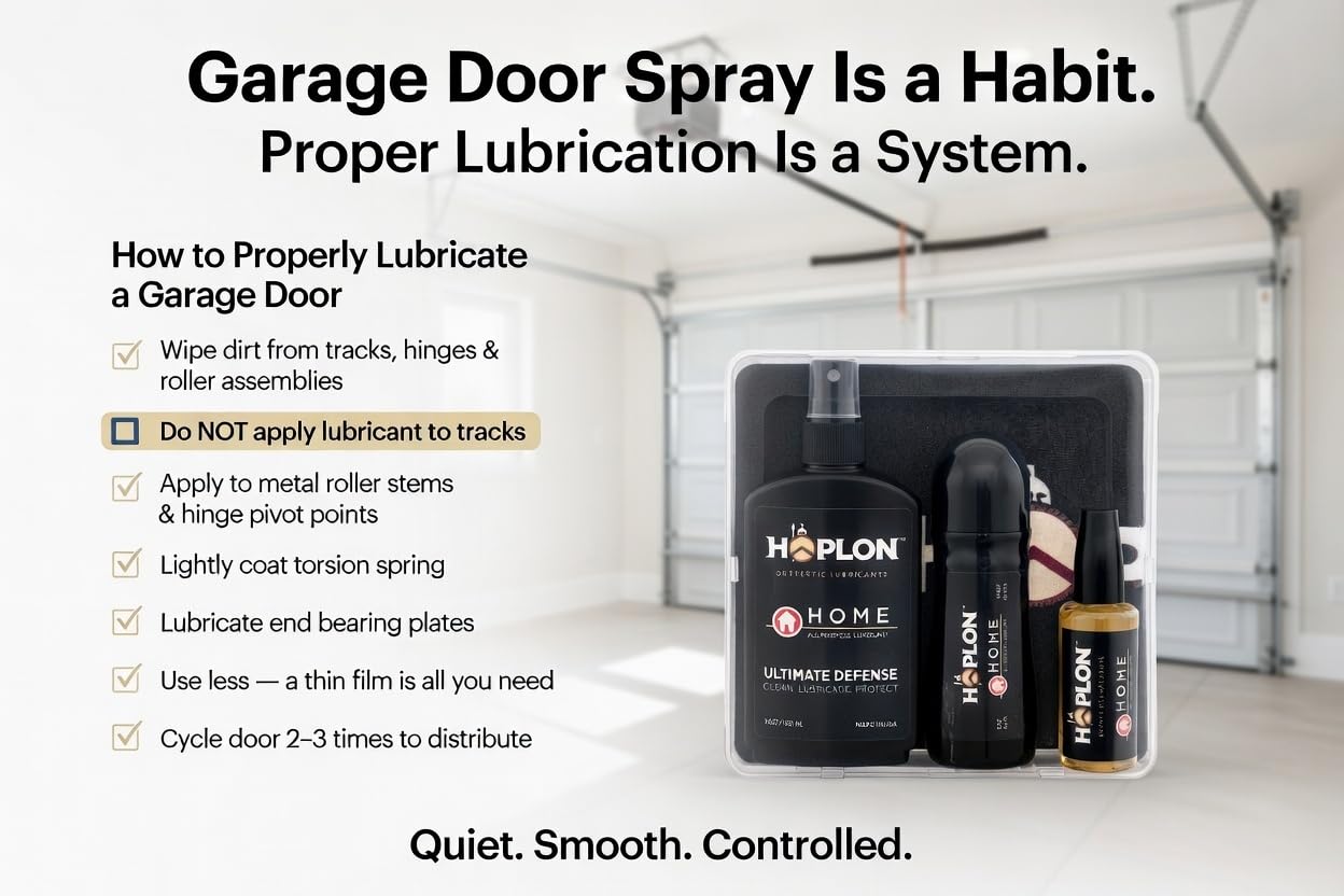 Hoplon Home Kit — Door Hinge Lubricant & Garage Door Maintenance Kit, Hinge Oil, Lock Lubricant & Squeaky Door Fix, Complete Home Lubricant Set with 3 Applicators, Made in USA