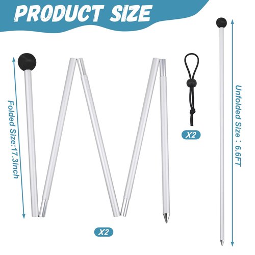 ZAIXIA 2 Packs Replacement Beach Tent Poles,Aluminum Canopy Foldable Poles