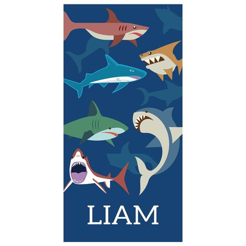 FPGIYXK Personalized Beach Towels Custom Monogrammed Beach Towels for Kids Adults with Names Absorbent Soft Sand Free Quick Dry Beach Vacation Essentials (Shark)