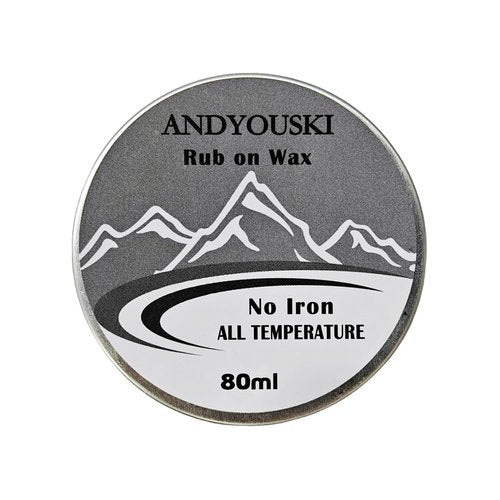 ANDYOUSKI Rub-on Ski Snowboard Wax Kit: 80ml Multi-Temperature Wax, Wax Cork, and Mini Scraper - No Iron Needed