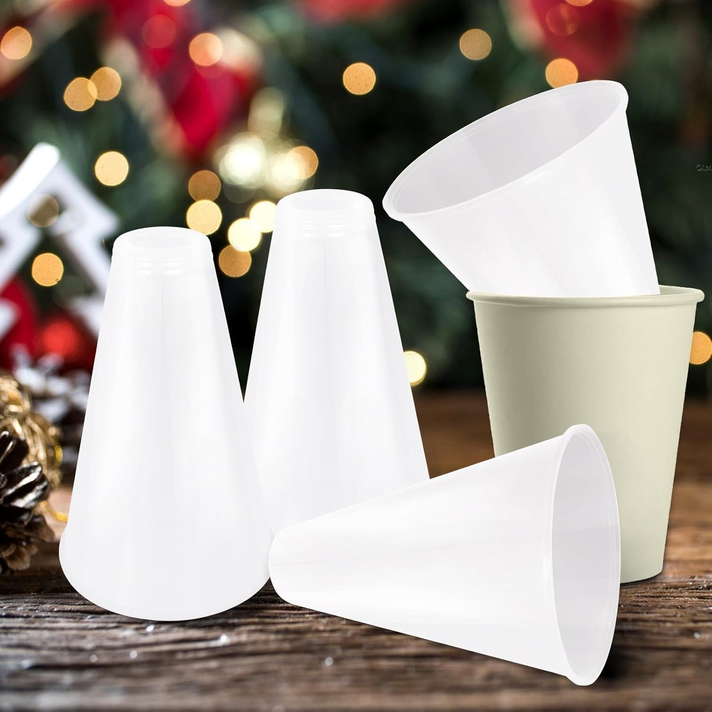 2 Pcs White Plastic Cheer Megaphone for DIY Party Accessory for School Outdoor Activities Party Favors Sports Match Game (White)
