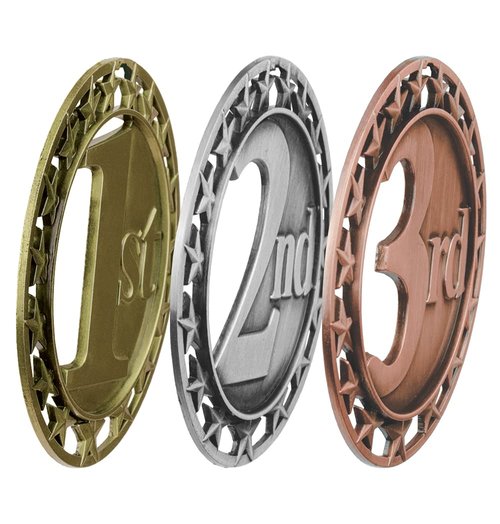 Hodges Badge Company - Large 3 Pack Award Medals - Gold, Silver & Bronze 1st, 2nd, 3rd Place Medals with Red, White & Blue Neck Ribbons – Metal Award Medals for Sports, Competitions & Events