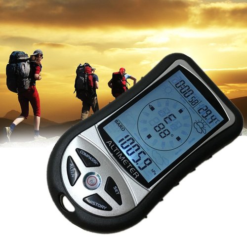 Topyond Multi-Functional Electronic Altimeter, Digital Altimeter Barometer, Blue LED Backlight Meter, Essential for Outdoor Climbing, Hiking, Hunting, Camping and Travel