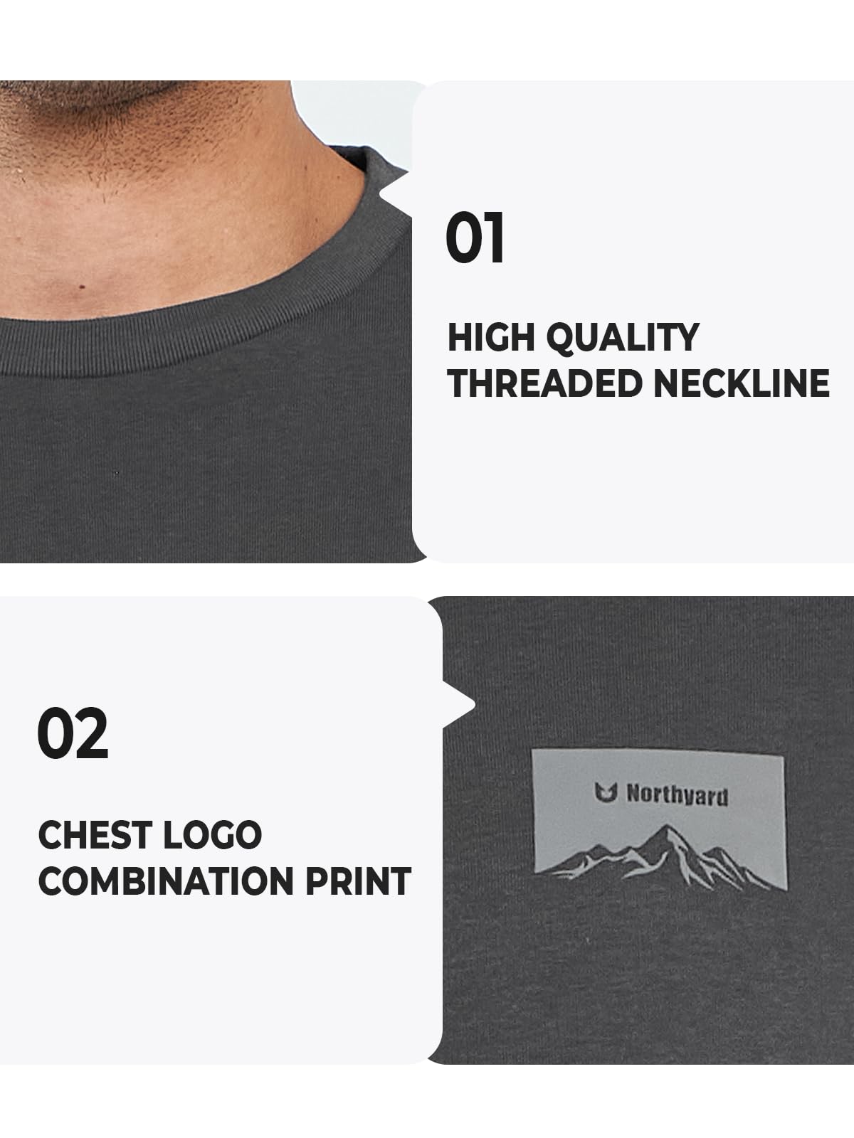 NORTHYARD Men’s Heavyweight Cotton T-Shirts Casual Short Sleeve Graphic