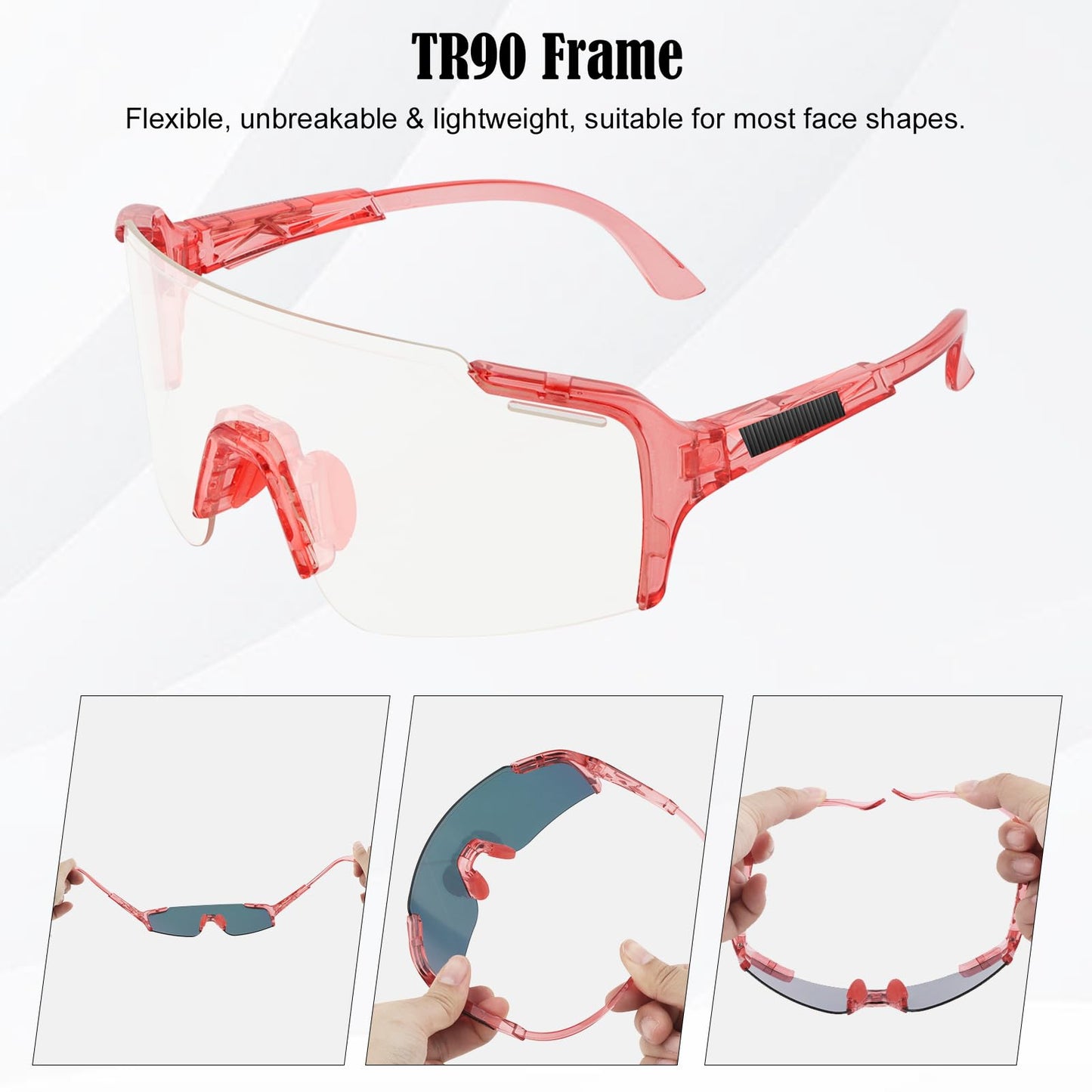 ToopMount Cycling Sunglasses with 4 Interchangeable Lenses, UV 400 Polarized Sports Sunglasses for Men Women Baseball Hiking