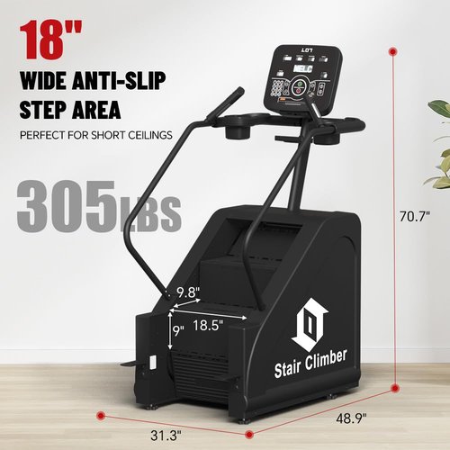 LOT Stair Stepper Machine, Commercial Stair Climber with LED Screen, Stair Exercise Machine with Wireless Charge & 15 Speed Levels for Cardio Workouts in Home Gym, 520LBS, 15-165 Steps/Minute, Black