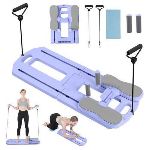 Pilates Board, 2025 Pilates Reformer Set, 5 in 1 Multifunctional Abdominal Board, Portable Ab Core Trainer, Foldable Pilates Reformer Board for Home, Blue