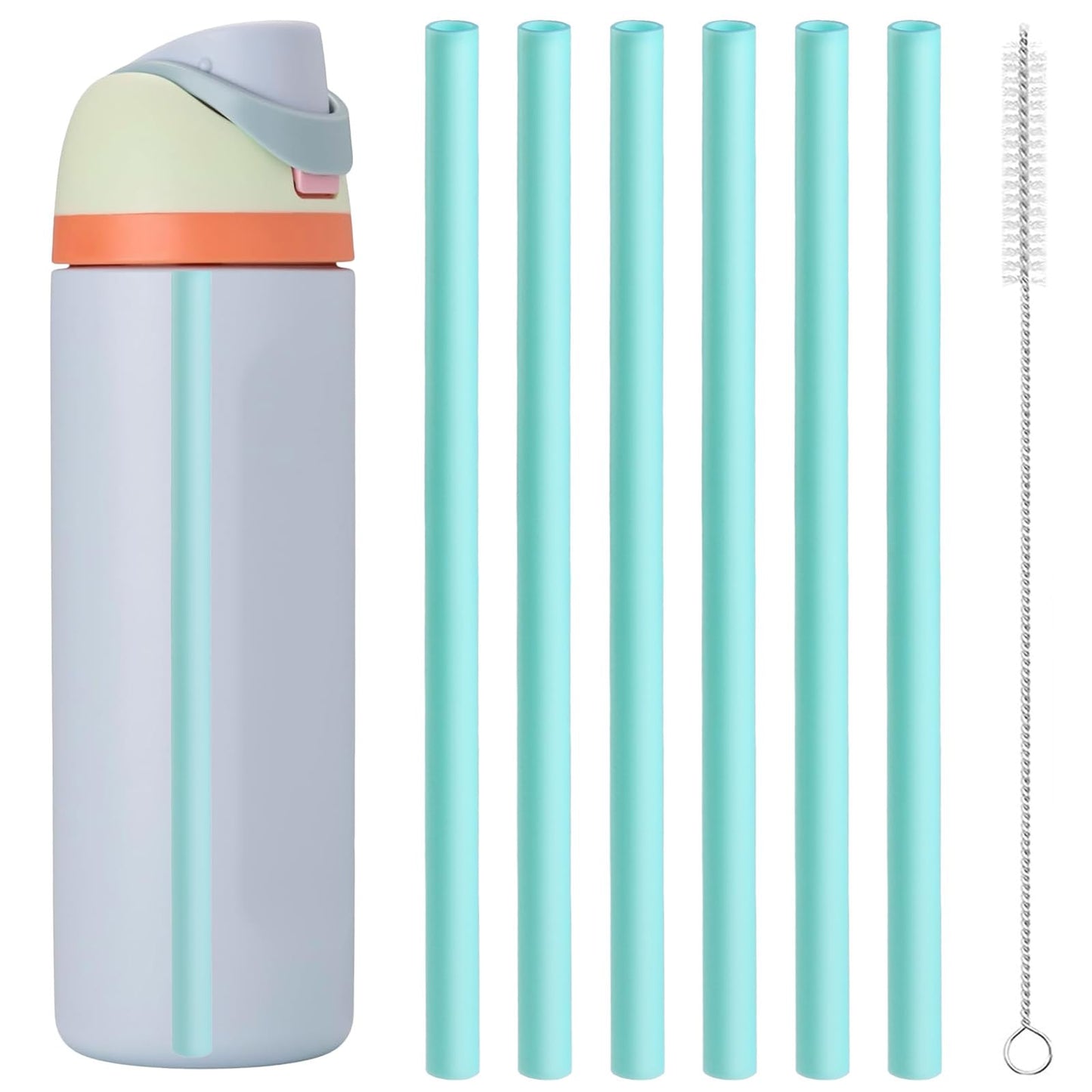 Replacement Straws Compatible with Owala Water Bottle Freepsip 24 Oz - Replacement Parts For Owala Cup 32 Oz -Accessories Set Include 6 BPA-FREE Straws and 1 Cleaning Brush