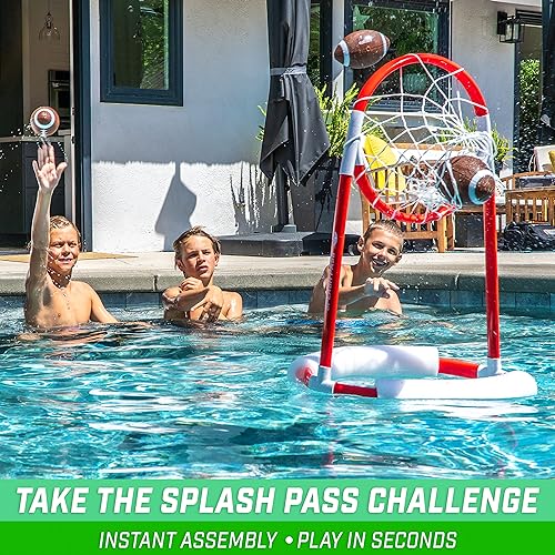 Floating Pool Football Game Set with Hoop, 4 Water Footballs & Pump