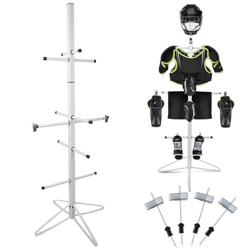 Hockey Gear Drying Rack Metal Sports Gear Storage Dry Rack for Drying and Storing Adult and Child Sports Equipment Hockey Equipment Hanging Clips and Wrist Band Included