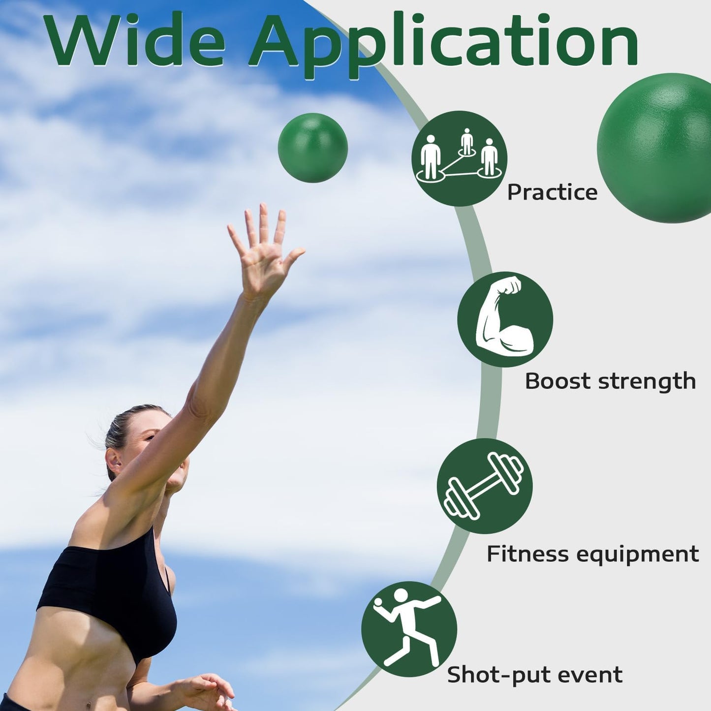 Zealor 2 Pack Iron Shot Put 8 lbs Outdoor Shot Put Ball 8lbs Track and Competition for Spring Training Practice, Green