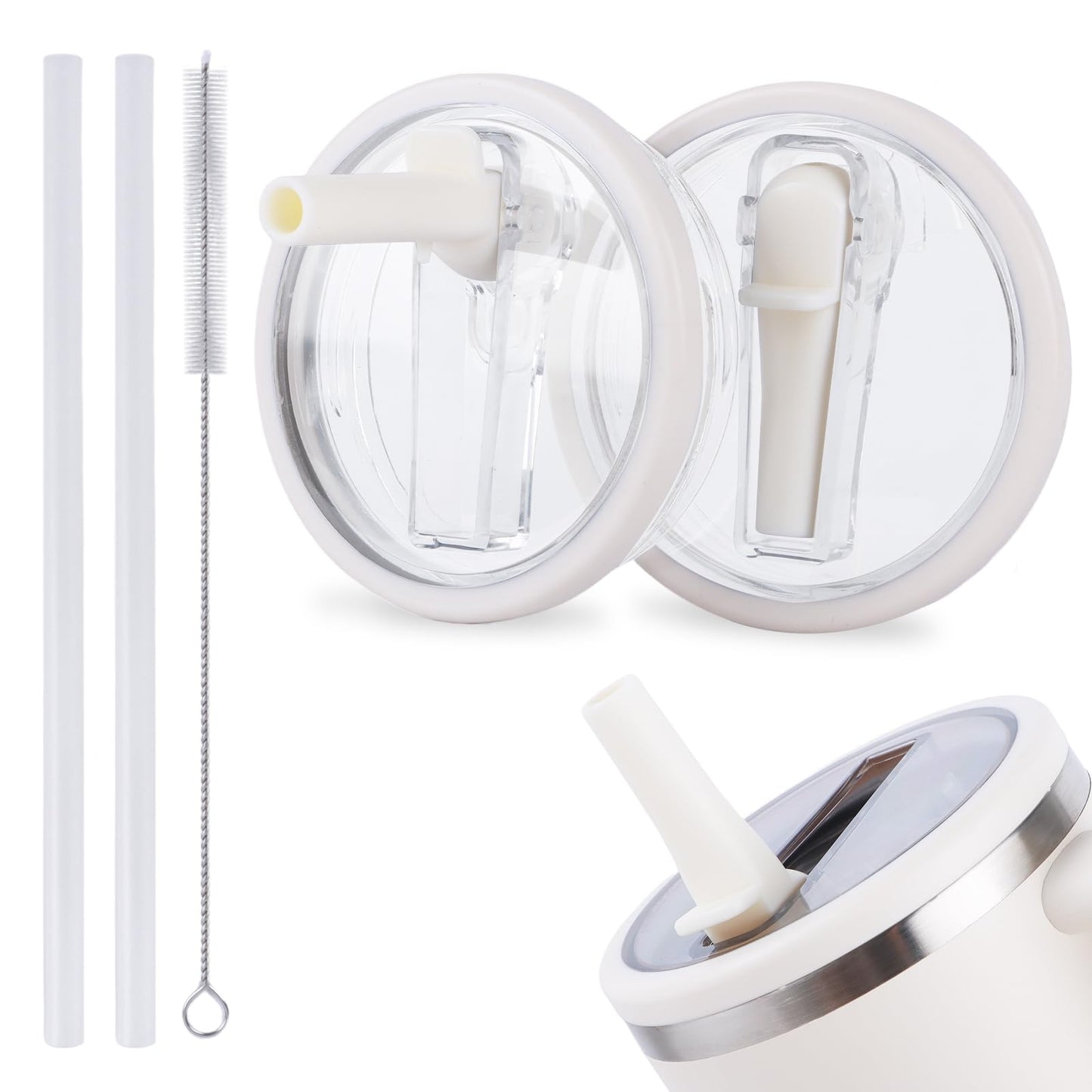 2 Pack 30 oz Flip Straw Leak Proof Lid for Stanley Quencher H2.0, Spill Proof Tumbler Lid Replacement, BPA Free Reusable No Spill Straw Lid for Stanley Accessories