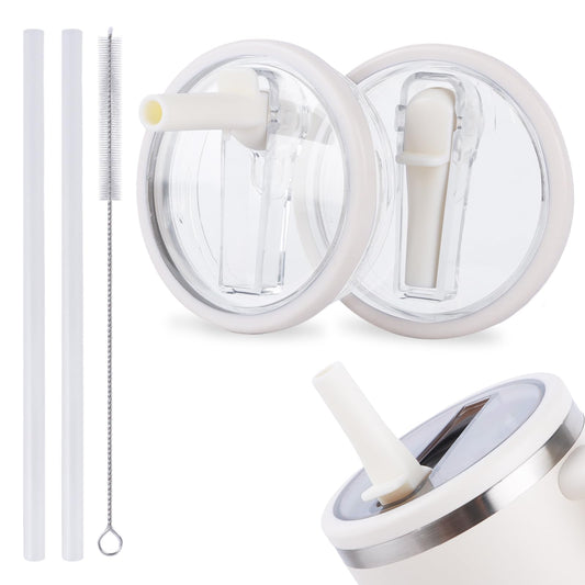 2 Pack 30 oz Flip Straw Leak Proof Lid for Stanley Quencher H2.0, Spill Proof Tumbler Lid Replacement, BPA Free Reusable No Spill Straw Lid for Stanley Accessories
