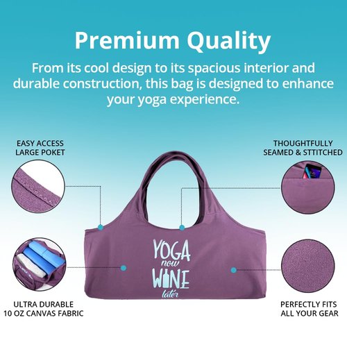 Wild Essentials Yoga Bag, Balance, Exercise tote, large mat carrier with shoulder strap and inside pocket, fits most yoga mats, Rugged 10 ounce, recycled cotton canvas (Black-Balanace)
