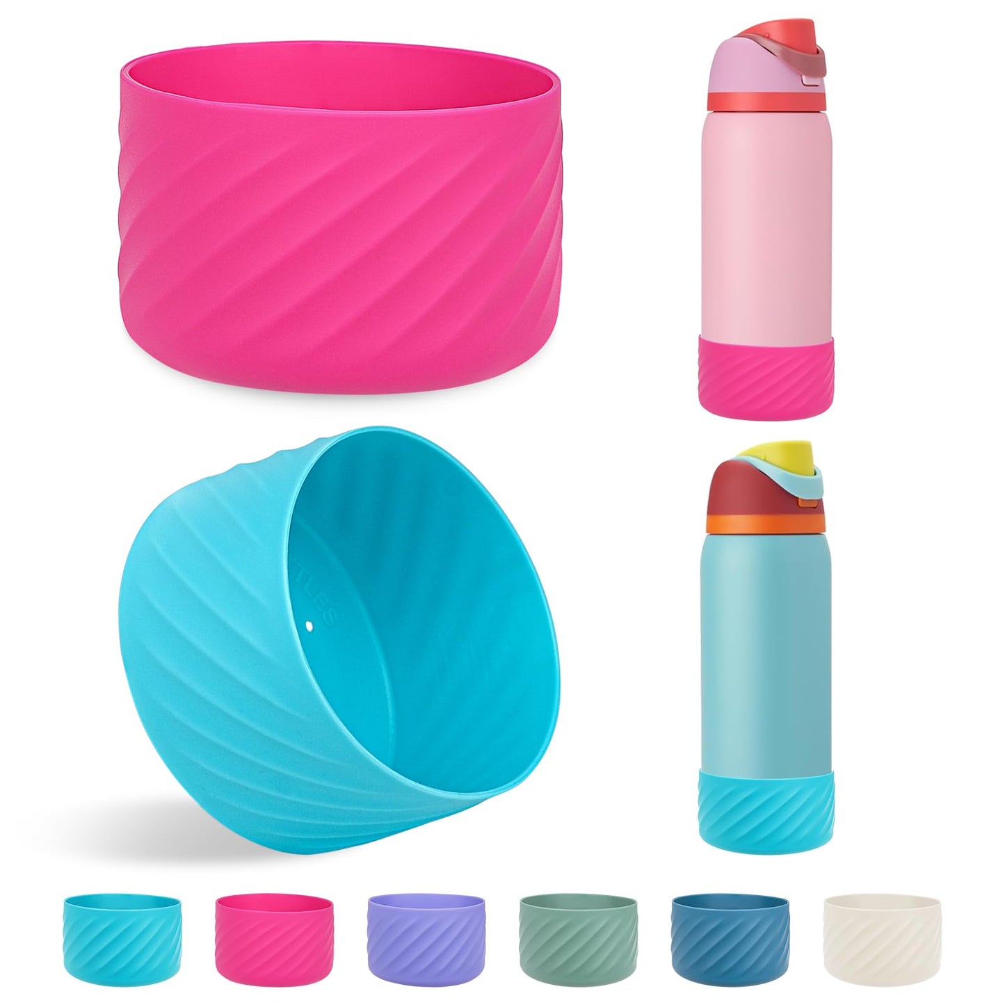 LUCKINEE 2Pcs 40oz Silicone Boot Base Sleeve for Owala Water Bottle FreeSip Twist and Flip Protective Silicone Bottom Bumper for Owala Flask Water Bottle Accessories BPA Free