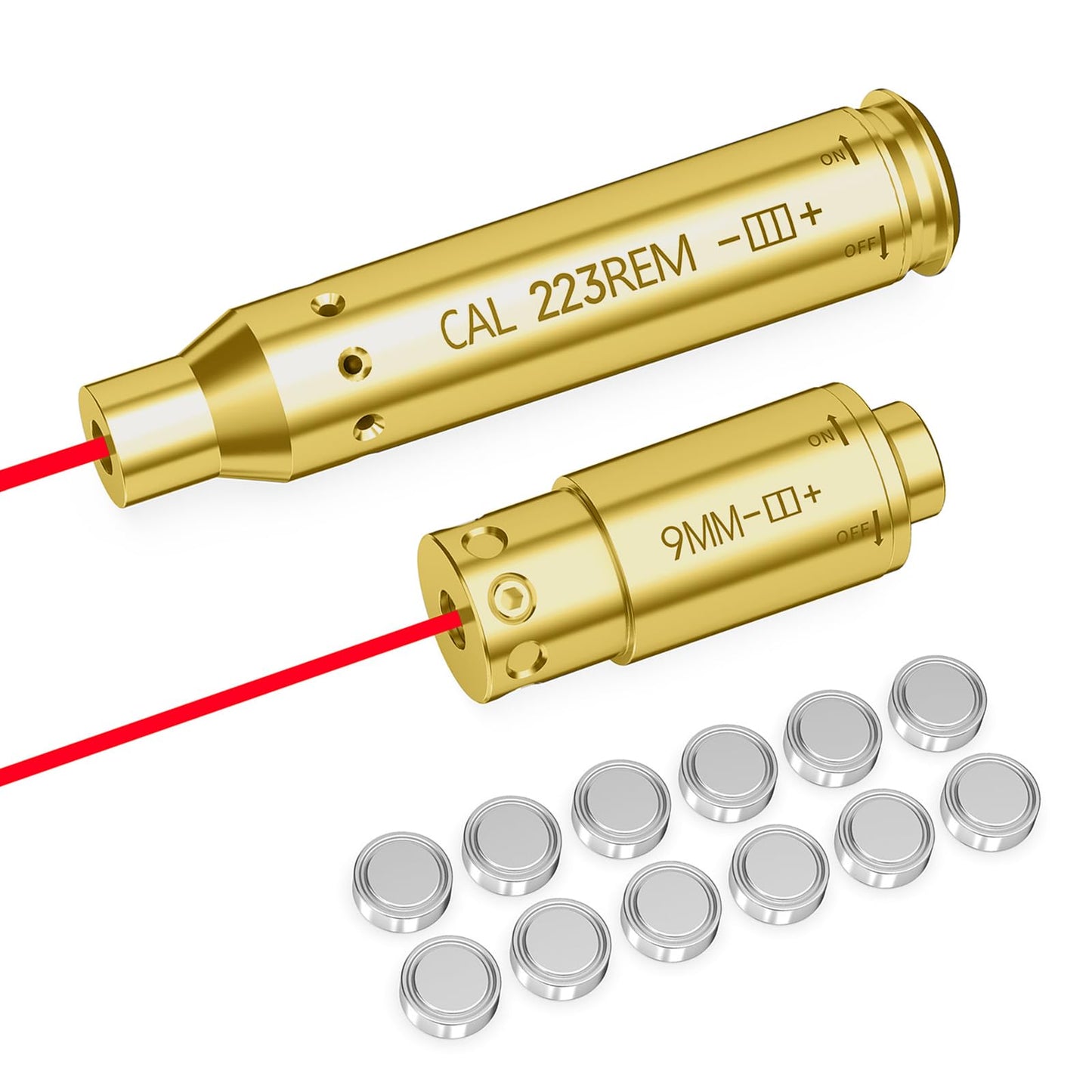 Befbox Laser Bore Sight for .223REM/ 9MM Red Laser Boresighters with ON/Off Switch 223 and 9mm Bore Sighting Kit with Batteries
