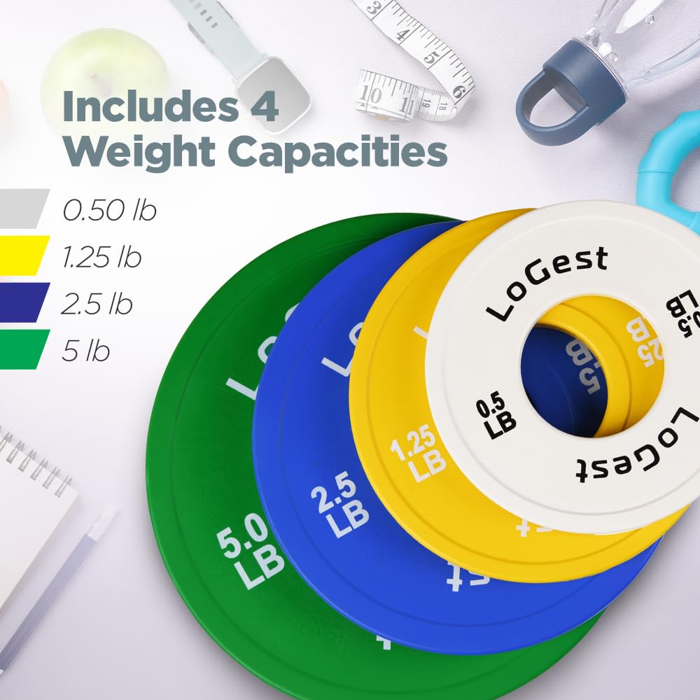 Logest Pair Olympic Plates - Barbell Weights Set of 2 Weight Plates for Olympic Bars Perfect for Strength Training Plates Exercise Balance Increase Available in 0.50LB 1.25LB 2.5LB 5LB 7.5LB 10LB Weight Plate (0.5-1.25-2.5-5 LB (8 Piece Set))