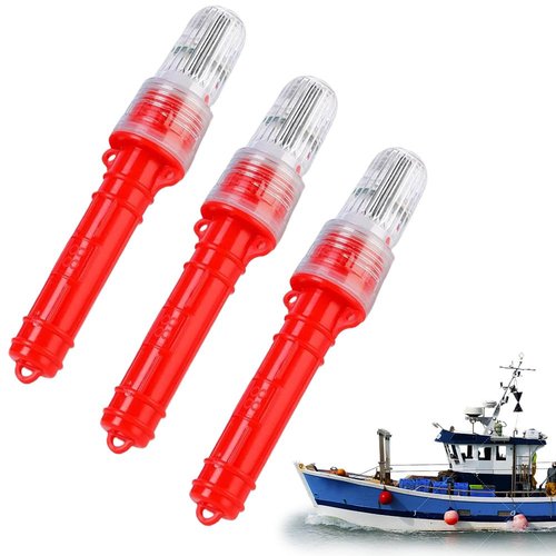 3Pcs Boat Flares, 2025 Upgraded Coast Guard Approved Marine LED Boat Flares Kit, New Boat Safety Kit, Waterproof Emergency Signals for Fishing Boat, Life Rafts and Emergency Signaling (Red)
