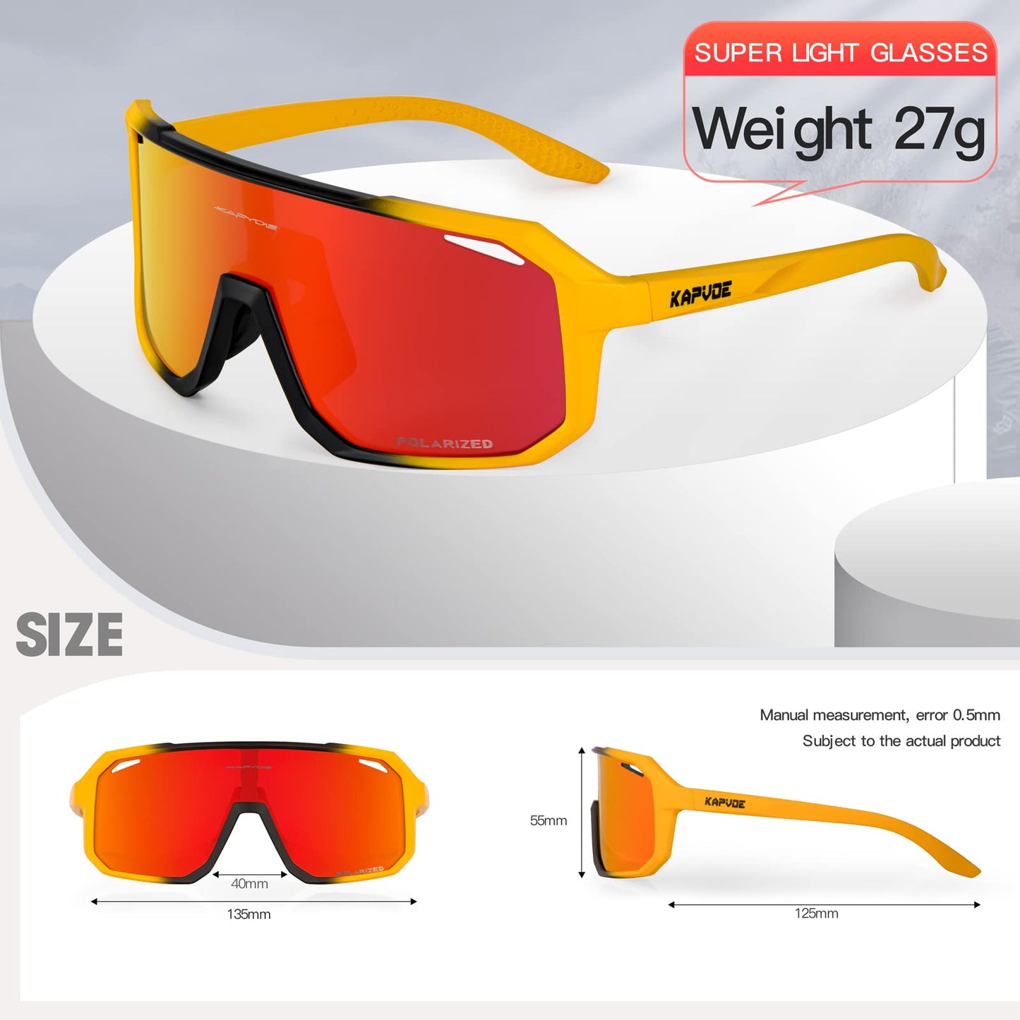 KAPVOE Polarized Cycling Glasses Sports Sunglasses, UV400 Running Fishing Baseball Glasses for Men Women K62