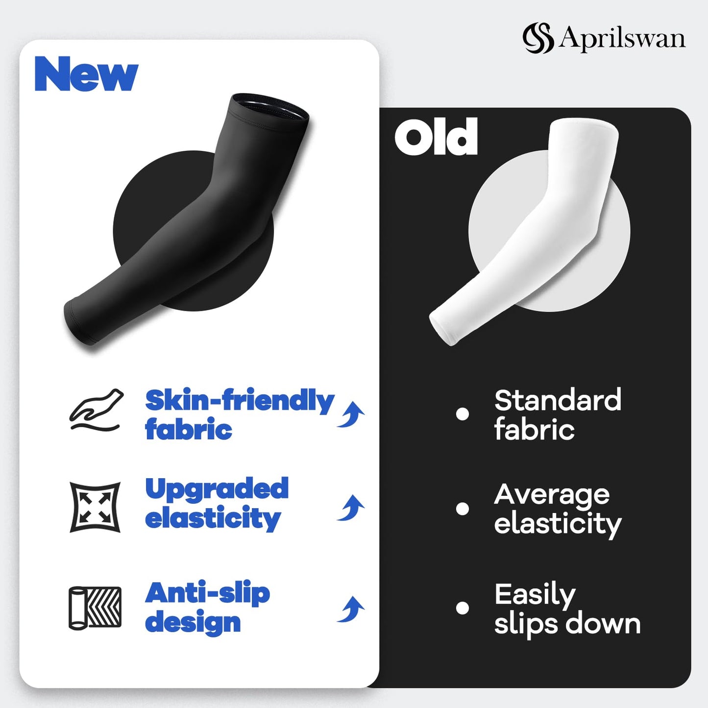 Aprilswan Arm Sleeves, UV Sun Protection Cooling Arm Covers for Men/Women