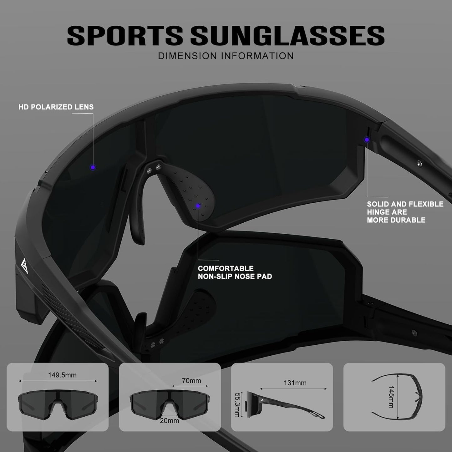 KALIYADI Sports Polarized-Sunglasses-Men WomenMens-Sunglasses: Sun Glasses with UV400 for Running Cycling Golf Fishing