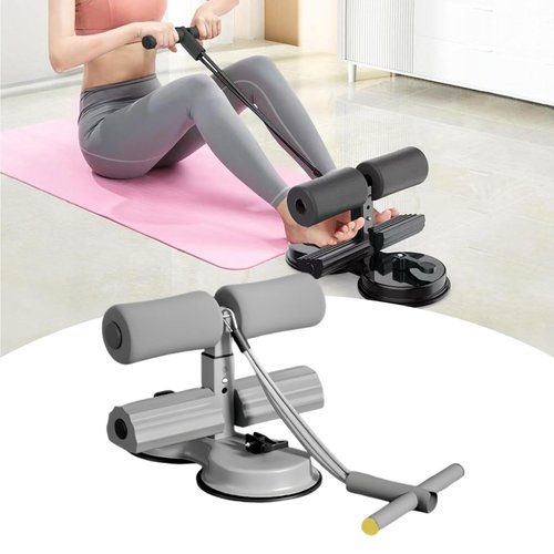 Sit Up Assist Fitness Equipment, Multifunctional Abdominal Fitness Device, Sit Ups Foot Holder with Elastic Suction Cups and Pull Rope, for Home Fitness (Gray)