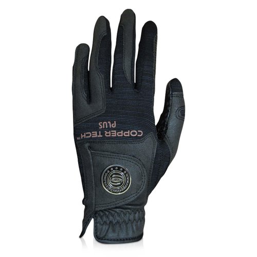 Copper Tech Plus Men's Left for Right Handed Golfers Golf Glove – Advanced Compression for Muscle Support, Joint Relief Gloves – Black/Black, 1 Pack, XX-Large