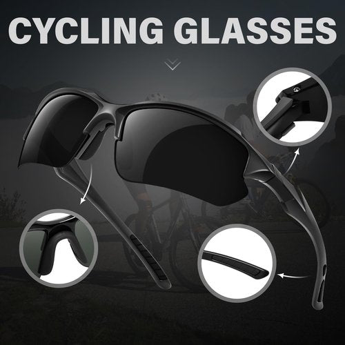 DioKiw 3PACK Sports Polarized Sunglasses for Men Cycling Running Fishing UV400 Protection Sun Glasses Lightweight Half Frame Goggles