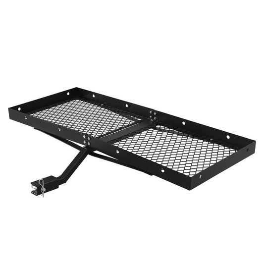 48 x 20 Tray Hitch Cargo Carrier,Hitch Mount Cargo Basket - 300 LBS Capacity, 1-1/4" & 2" Universal Adapter Shank, Carbide Black Powder Coat - Fits Cars, SUVs, Trucks