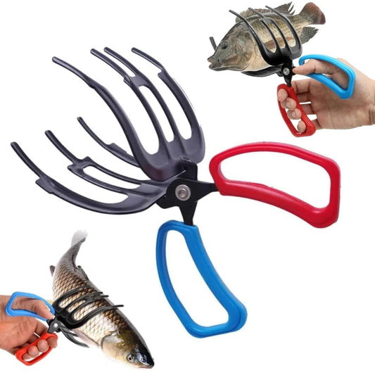 3 Claw Fish Gripper, Fishing Pliers Gripper, Metal Fish Control Clamp Claw Tong Grip Tackle Tool, Multi-Functional Lightweight Non-Slip Fish Claw Gripper for Catch Fish Fishing Accessories (3 Claw)