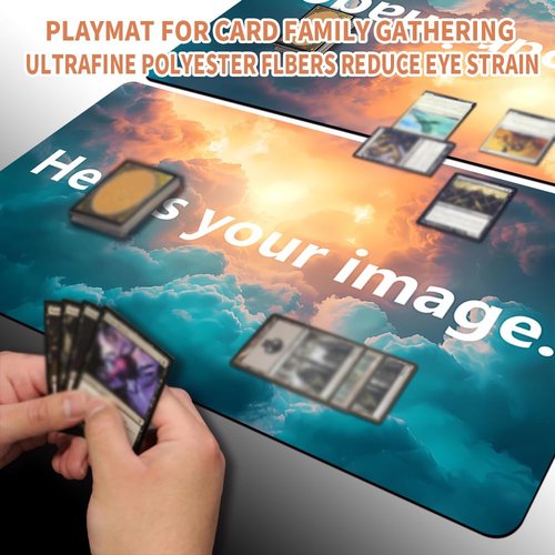 Custom playmat 24x14 Inches - Non-Slip Play Mat with Storage Bag, Printable Play Area & Optional Stitched Edges for Tabletop Games, Keyboard, Office & Home Use