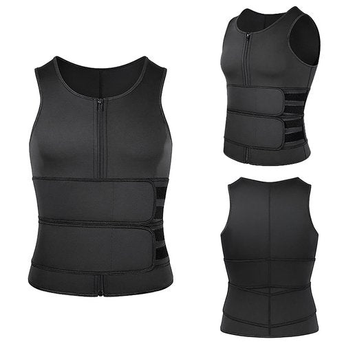 Sauna Vest Men Slimming Girdles Men Neoprene Compression Slimming Vest Sweating With Zipper For Sports Fitness(Large)
