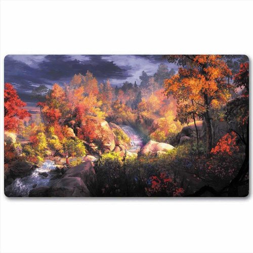 Board Game TCG Playmat Tabletop Card Playmat MTG RPG CCG Trading Card Game Play mats Smooth Cloth Surface Rubber Base with Stitched Edges Original Play Mat Art Designs 24X14inch-fantasy Landscape