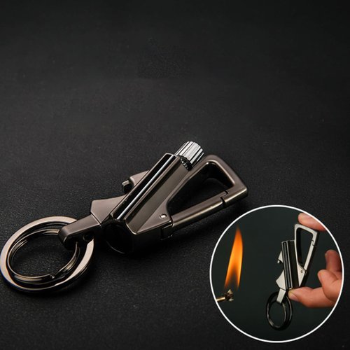 FALLCHILL Permanent Match Infinity Lighter, Keychain Lighter Match Strike, Reusable Waterproof Windproof, Multitool Bottle Opener Included, Camping Tool (Sliver+Black)