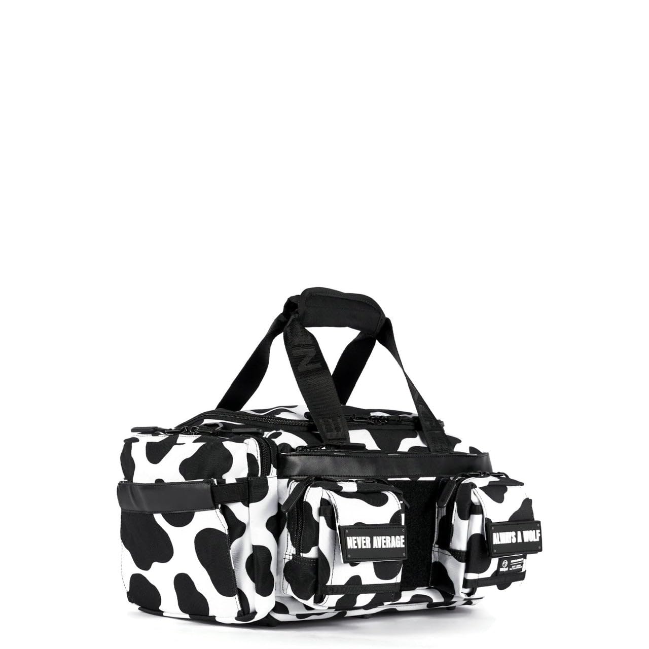 WOLFpak 20L Mini Gym Duffle Bag with Shoe Compartment (Black & White Cow)