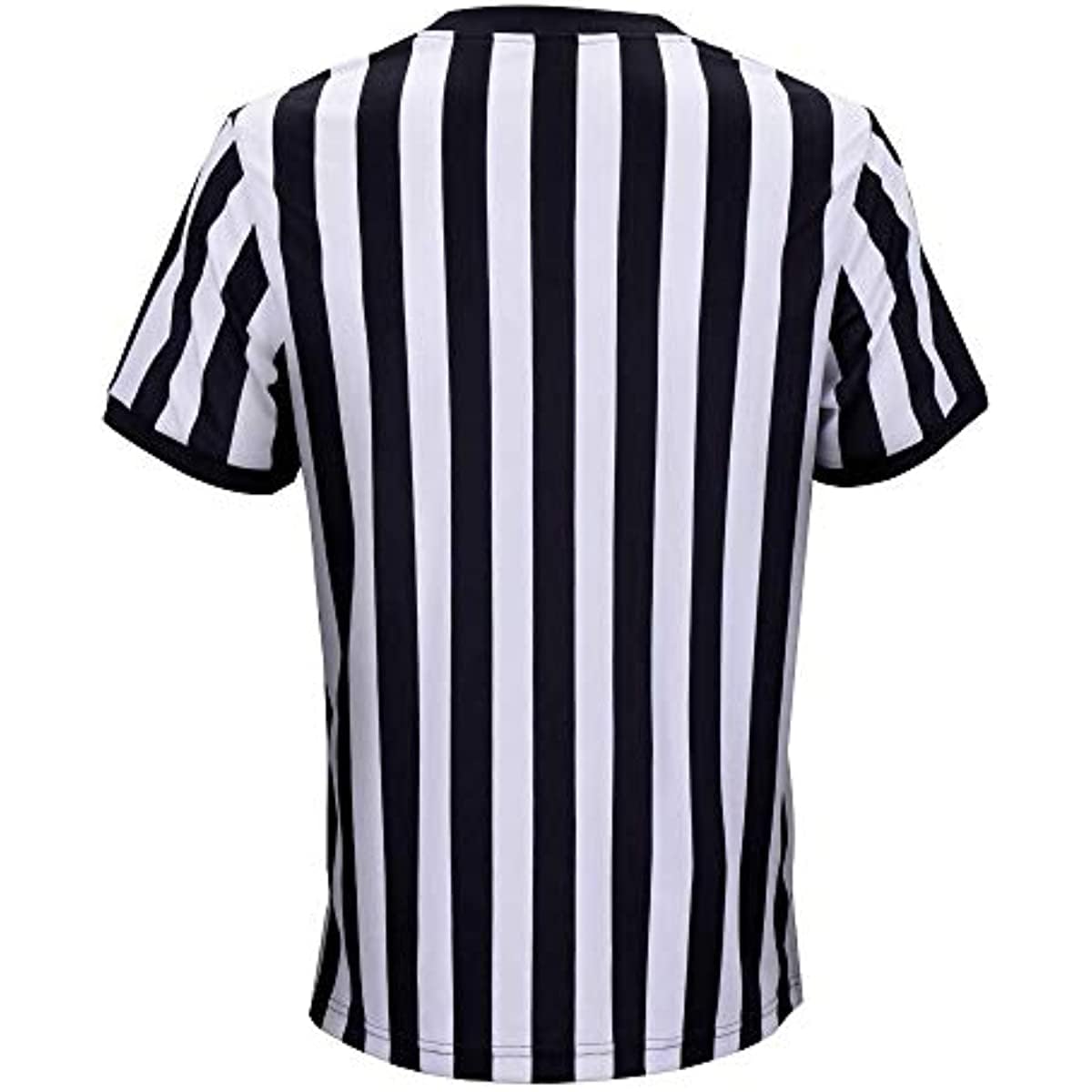 allentian Men's Referee Shirt - Official Black & White Stripe Referee/Umpire Jersey – Pro-Style V-Neck Referee Uniform, Basketball, Football, Soccer (L)