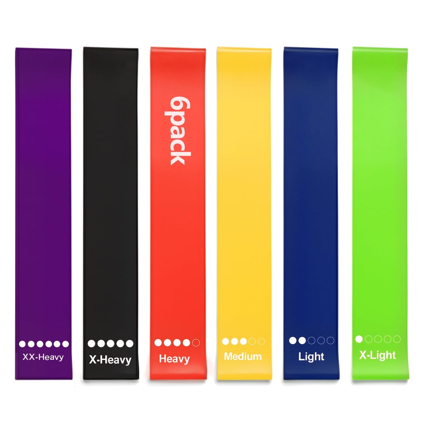 Resistance Bands for Working Out, 6-Pack Elastic Loop Exercise Bands Set for Strength Training, Leg Glute Arm Workout Kit, Home Gym Equipment for Pilates Yoga