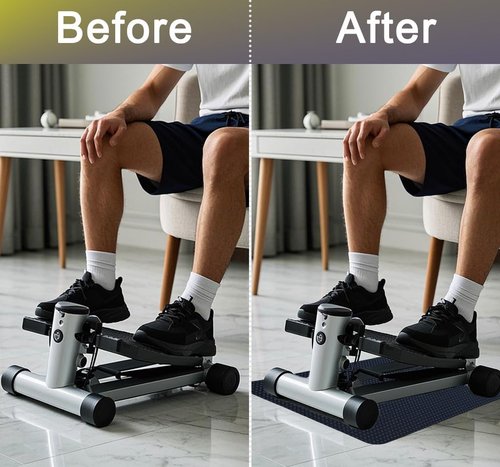 Legnowit Double-Sided Non Slip Mat for Stepper Exercise Machine & Under Desk Mini Elliptical Exercise Equipment, Small Workout Floor Protection Mat for Seated Pedal Exerciser, Indoor Cycling Bike