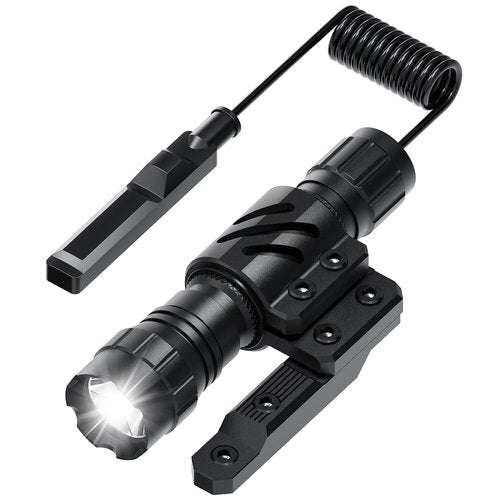 Feyachi M Lock Tactical Flashlight 1200 Lumens, with Offset Mount & Pressure Switch, 200m Beam, 4H Runtime, Rainproof and Shockproof