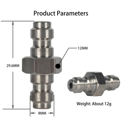 HMKUGO Double Male Quick-Disconnect Coupling Adapter, Stainless Steel Air Fill Station Tool Fittings, Universal Double Male Fill Nipple for PCP Foster Paintball Airsoft Air Gun Tool