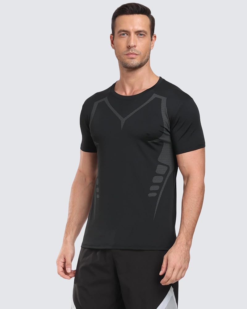 Teepire Quick-Dry Workout Shirts for Men 3Pack - Black, White, Grey, Large