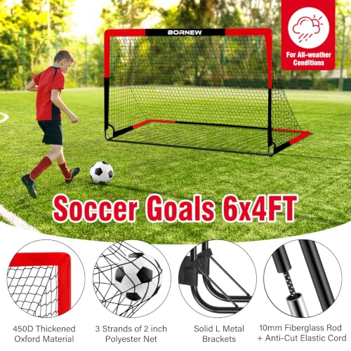 Kids Soccer Goals Set 6' x 4' with Black and Red Variation