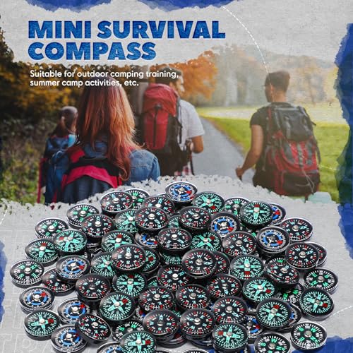 Mini Camping Compass 100 Pack 20mm Portable Navigational Tool for Hiking & Outdoor