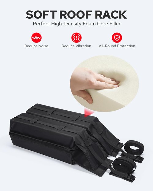 Benlari Universal Car Soft Roof Rack Pads, Roof Pads for Kayak Surfboard SUP Paddle Board Snowboard Canoe Include 2 Heavy Duty Tie Down Straps, 2 Tie Down Rope, 2 Quick Loop Strap and Storage Bag